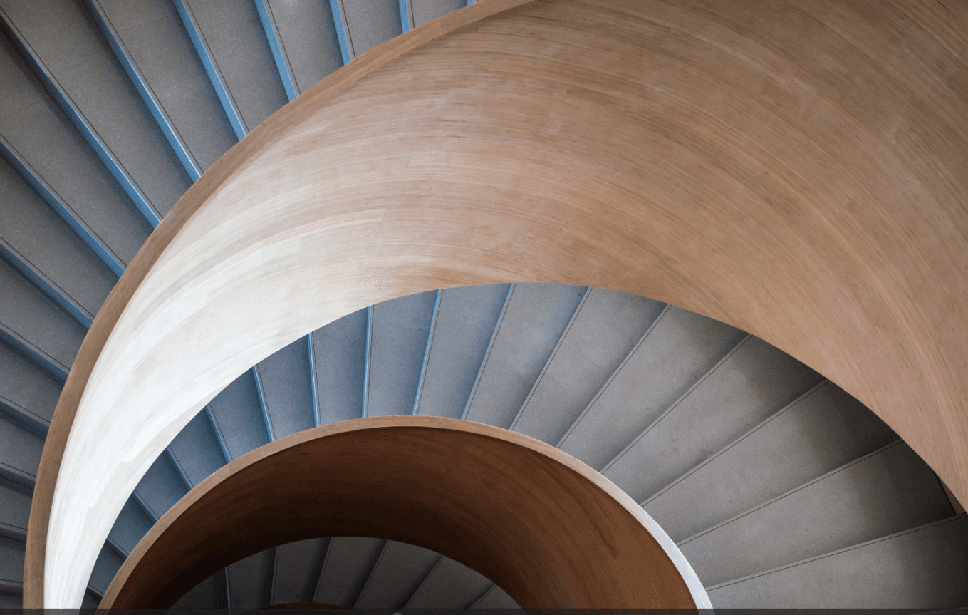 Modern architectural spiral staircase detail